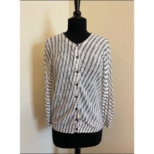 Loft Lightweight Print Cardigan, 3/4 sleeves, Black and White, Sz L